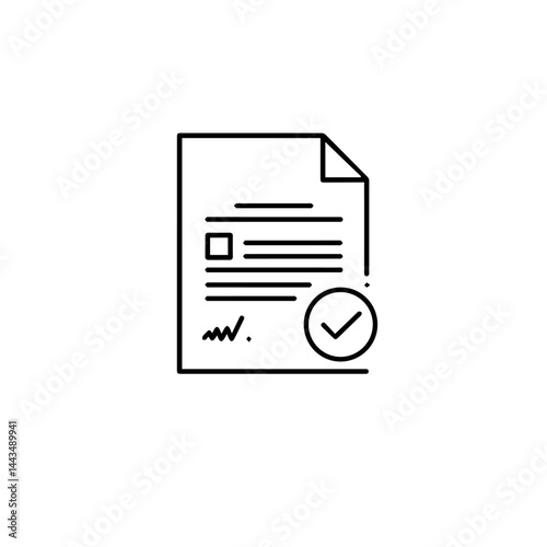 Medical document with approval checkmark in minimalistic style  