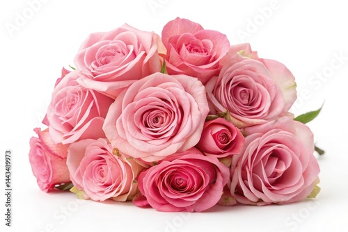 Bunch of Vibrant Pink Roses on a Bright White Background Generative AI