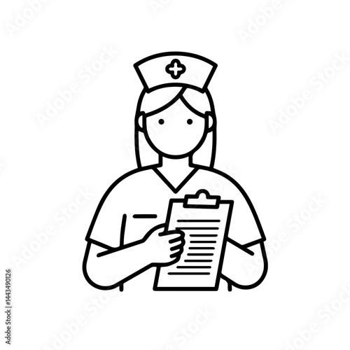 Nurse holding a clipboard in a professional setting  