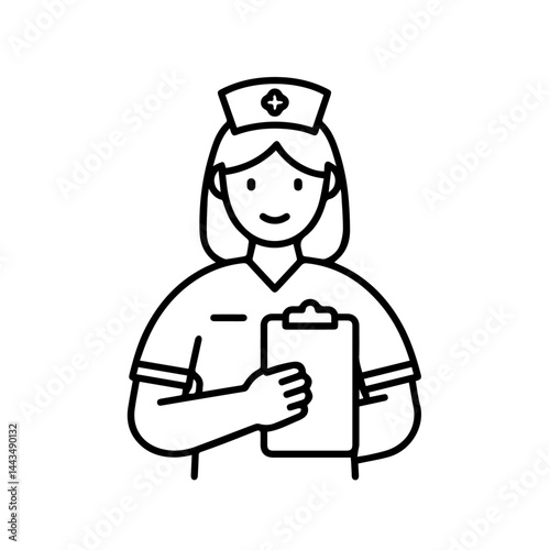 Nurse smiling with clipboard in a professional setting  