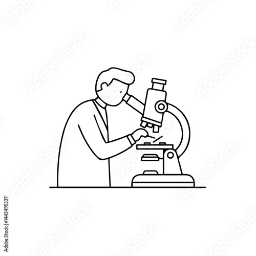 Scientist examining specimens through a microscope in a lab setting  