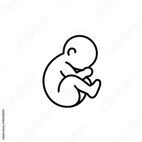 Newborn baby curled up in fetal position on a plain background  