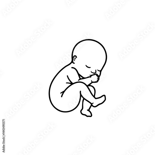 Newborn baby sleeping peacefully in a curled position  