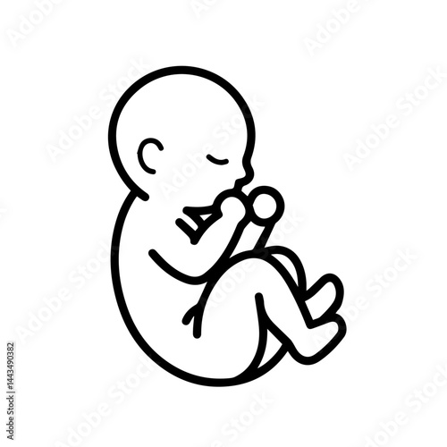 Newborn baby in fetal position with peaceful expression  
