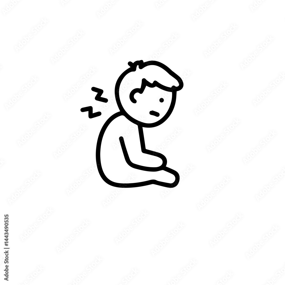 Child feeling tired while sitting against a plain background Child feeling tired while sitting against a plain background