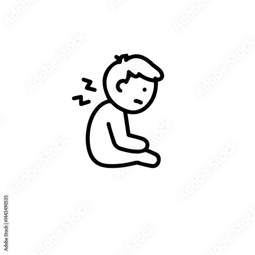 Child feeling tired while sitting against a plain background  