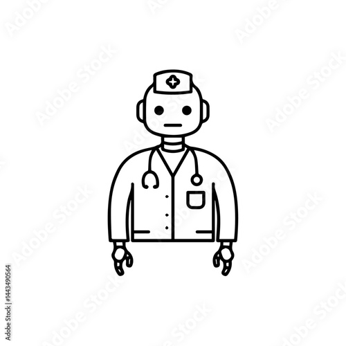 Robot doctor providing healthcare services in a simple style  