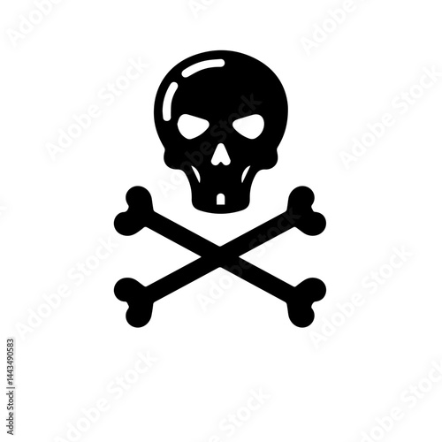Skull and Crossbones Symbol Representing Danger in Black  
