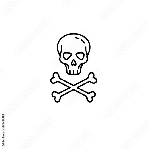 Skull and Crossbones Symbol Representing Danger in Minimalist Style  