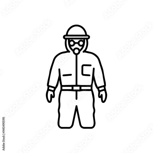 Medical Worker in Protective Gear Standing Against White Background  