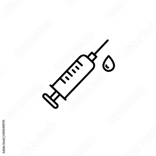 Medical Syringe with Droplet on White Background  