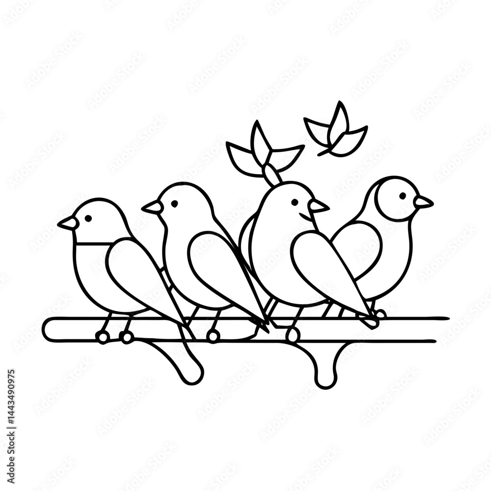 Fototapeta premium set of birds at tree branch icon, set of birds at tree branch vector illustration-simple illustration of set of birds at tree branch, perfect for set of birds at tree branch logos and icons