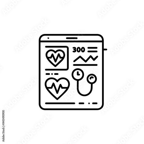 Health monitoring screen displaying vital signs and heart rate analytics for healthcare blogs, medical presentations, wellness websites, and educational materials on health awareness