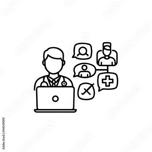 Doctor communicating online about health issues  
