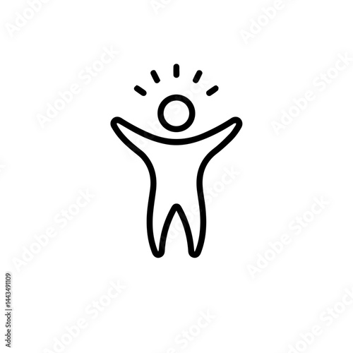 Outline of a person expressing joy with raised arms on a plain background for blogs, websites, motivational materials, digital illustrations, and educational resources