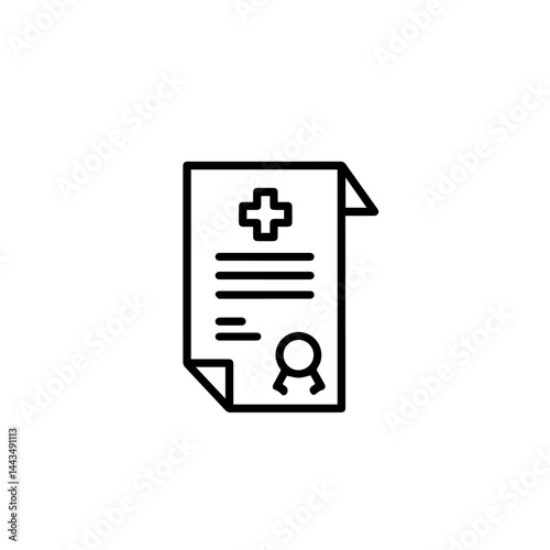 Medical Document Icon with Certification Seal  