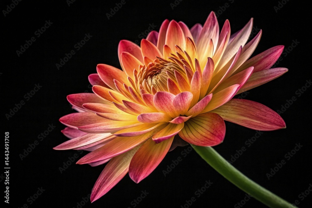 Close up of a Vibrant Flower Against a Black Backdrop Generative AI Close up of a Vibrant Flower Against a Black Backdrop Generative AI