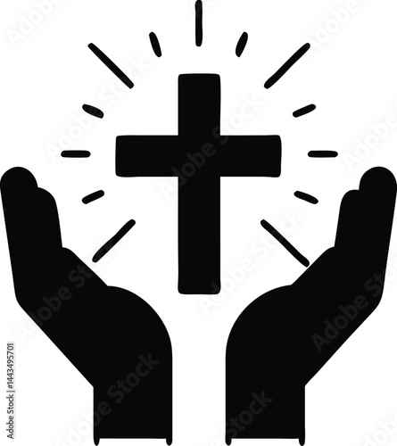 hands with shining holy cross design