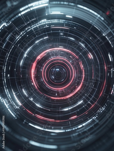 Wallpaper Mural Abstract Futuristic Technology Background with Glowing Lines and Circular Pattern Torontodigital.ca