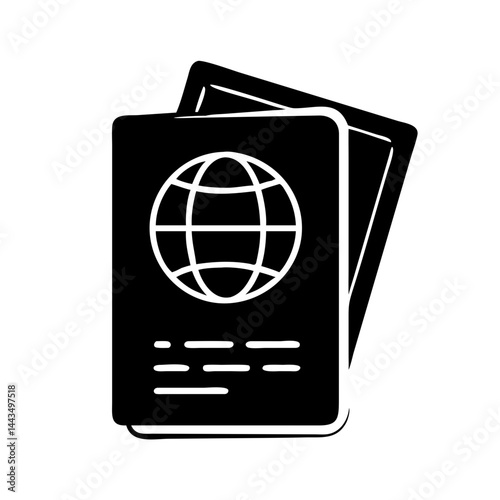 Stylized passport icon for travel and international identification purposes, vector image