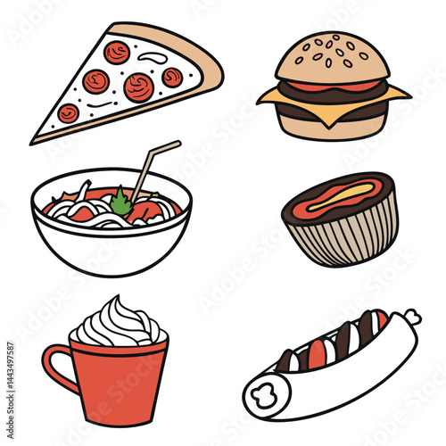 fast food icons set