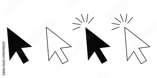 Computer mouse cursor click icon set vector illustration on white background