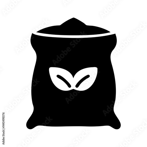 Sack of grain or seeds with leaf symbol agriculture farming icon