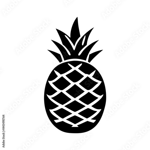 Bold black and white pineapple icon on a white background art