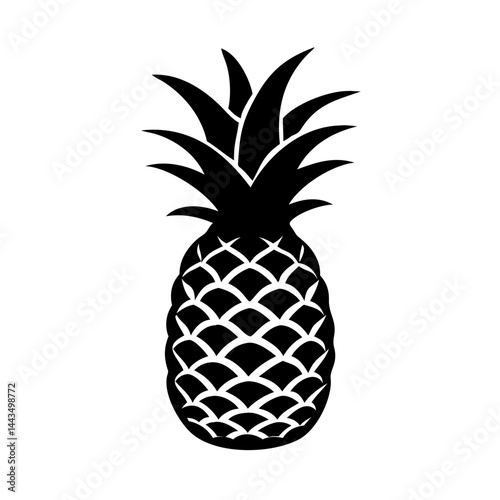 Striking black and white vector illustration of a delicious and nutritious pineapple