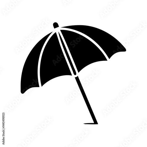 Simple black and white umbrella vector illustration for weather protection design