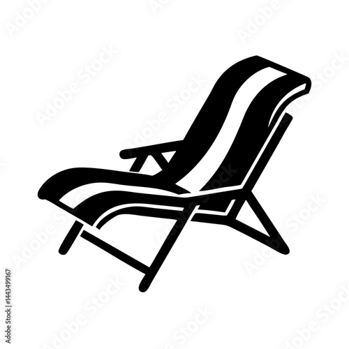 Monochrome beach chair illustration showing a classic relaxation design for summertime