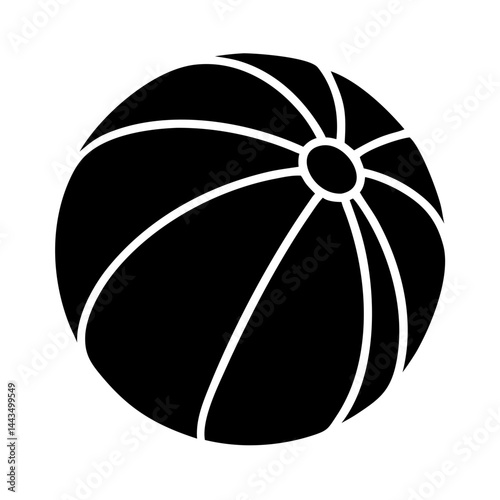 Monochrome beach ball illustration with segmented design and spherical form factor