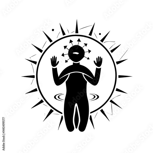 Person with Arrows and Crown of Thorns, Symbolizing Vulnerability and Suffering