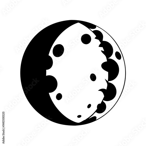 Abstract Black and White Moon Phase Representation with Circular Shadows