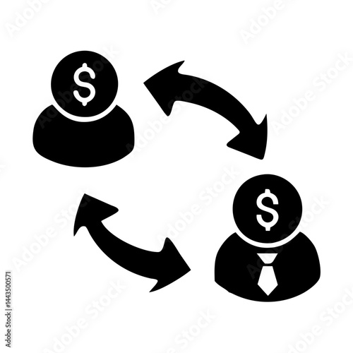 Money exchange cycle, financial circulation between individual and entrepreneur concept