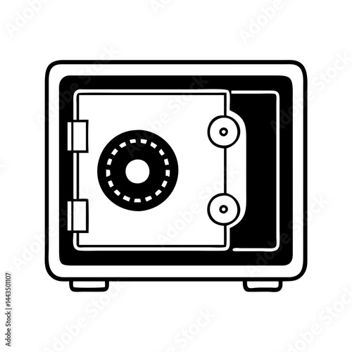 Simple Black and White Illustration of a Safe with a Combination Lock