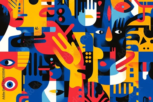 Charity illustration concept with abstract, diverse persons, hands and hearts