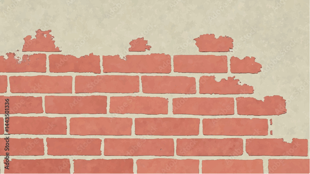 Obraz premium A brick wall with a textured, vintage look. Brick wall background. Brick wall texture. Vector illustration. 