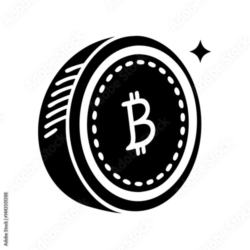 Digital gold a single Bitcoin coin with a sparkle illustration