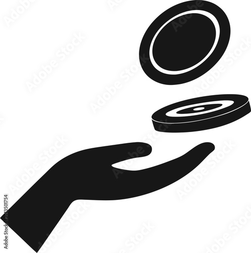 silhouette of a coin flip vector art.