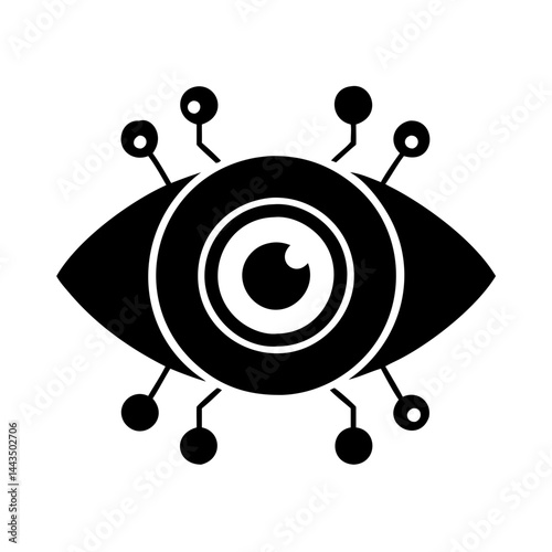 Cybernetic eye with technological connections, representing future, technology, and artificial intelligence