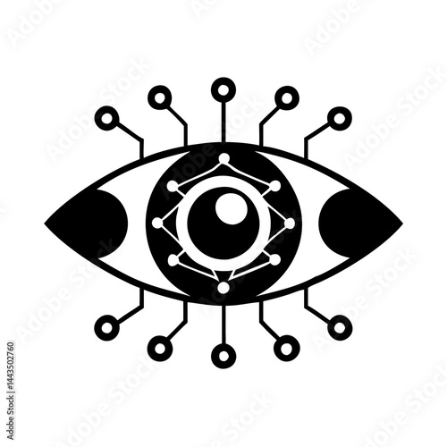 Cybernetic eye representation signifying technological advancement and artificial intelligence influence