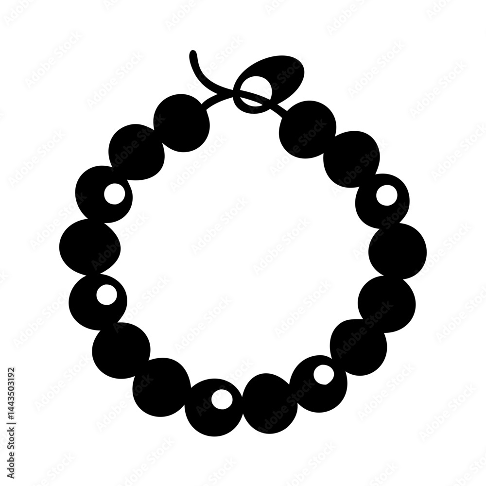 Obraz premium Black Bead String with White Highlights Simple Vector Artwork Illustration