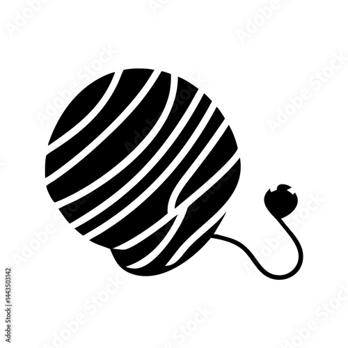 Black and White Ball of Yarn for Cats and Crafts Symbol