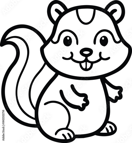 cute cartoon chipmunk outline