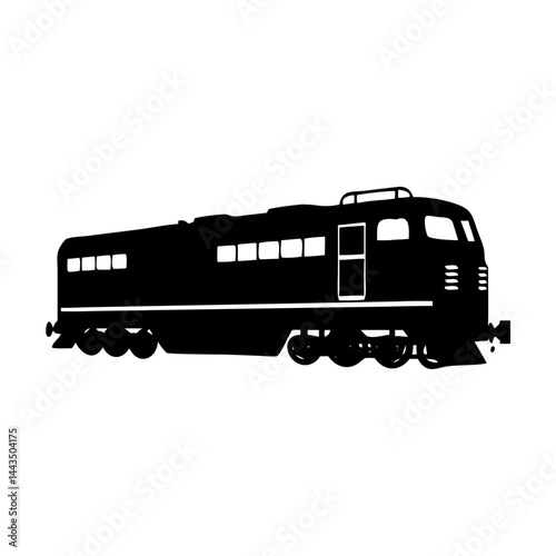 Vintage Diesel Locomotive Silhouette, a Powerful Icon of Rail Transportation History