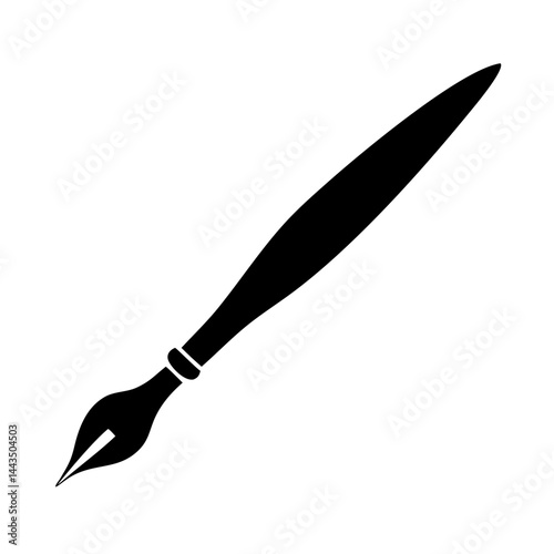 Elegant black silhouette of a traditional calligraphy pen on a white background