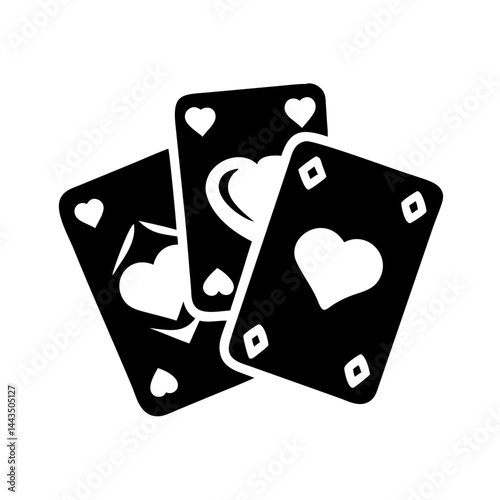 Three Heart Playing Cards Icon Symbolizing Luck and Casino Games Graphics