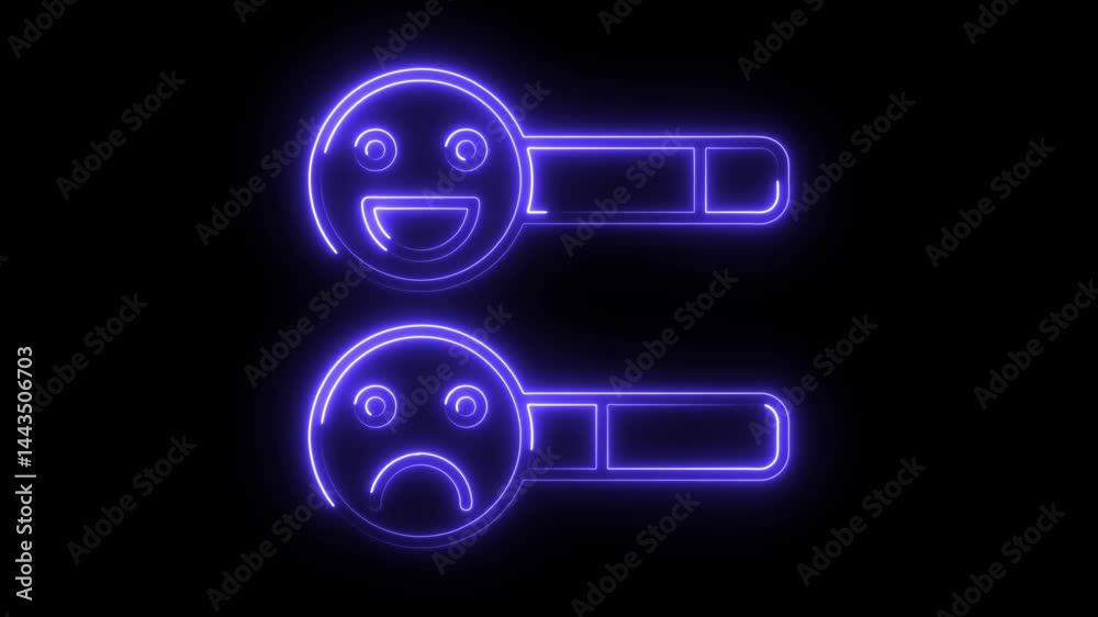 Neon happy and sad faces feedback ui element animation Neon happy and sad faces feedback ui element animation