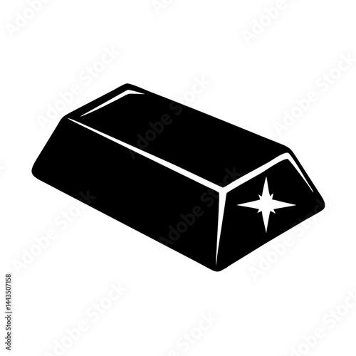 Stylized depiction of a gold bar with a star on the end